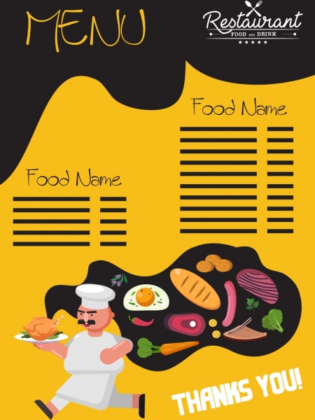 menu fundo cozinhar ícones de comida design clássico