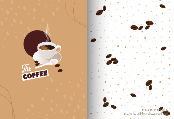 เมนูการ์ดแม่แบบถ้วยกาแฟตกแต่งเมล็ดกาแฟ