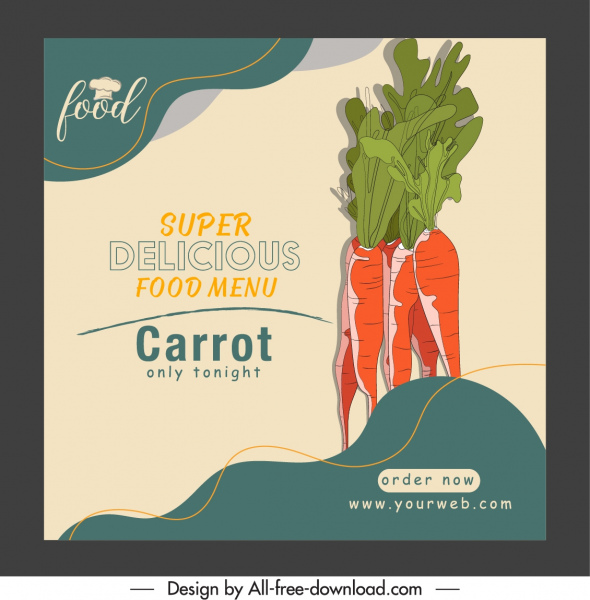modelo de capa de menu retro desenhado à mão desenho de cenoura
