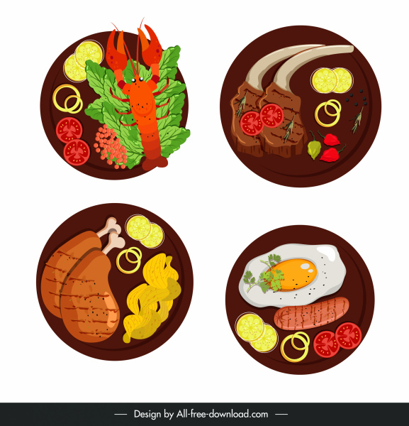 меню элементы дизайна кухни эскиз красочный плоский эскиз