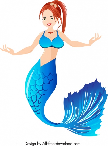 deniz kızı simgesi renkli çizgi film karakteri kroki