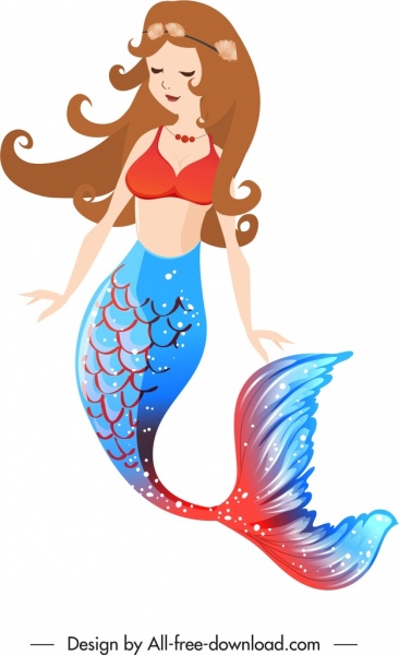 Meerjungfrau Ikone junges Mädchen Cartoon Charakter Design