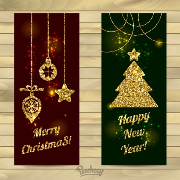 Feliz Natal e feliz ano novo banners