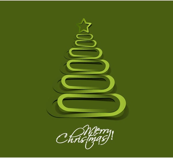 Feliz Natal papel verde corte árvore bonito papel de parede vetor