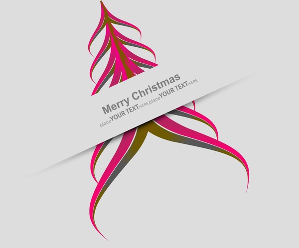 Merry Christmas Stylish Tree Colorful Whit Background