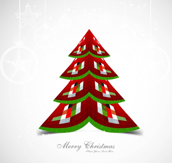 pohon Natal Merry perayaan kartu warna-warni cerah desain vektor