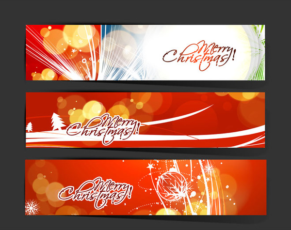 Merry Christmas Website Banner Set Vector