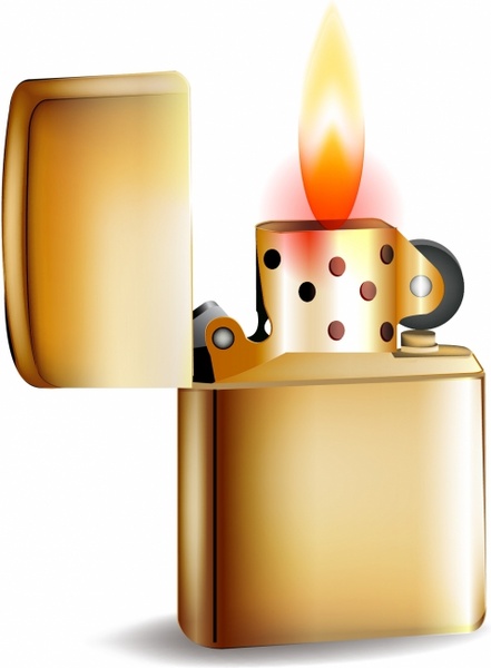 металлический золотой зажигалка с огнем