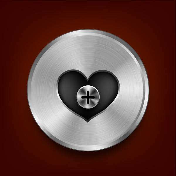 botão de metal coração