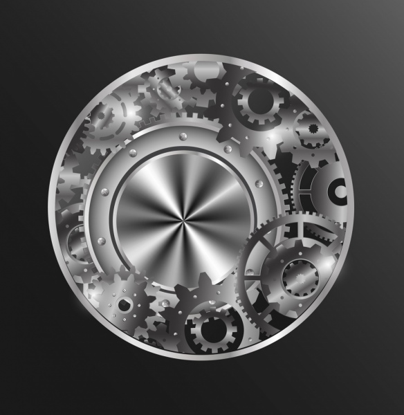 mekanisme logam gears ikon abu-abu mengilap monokrom