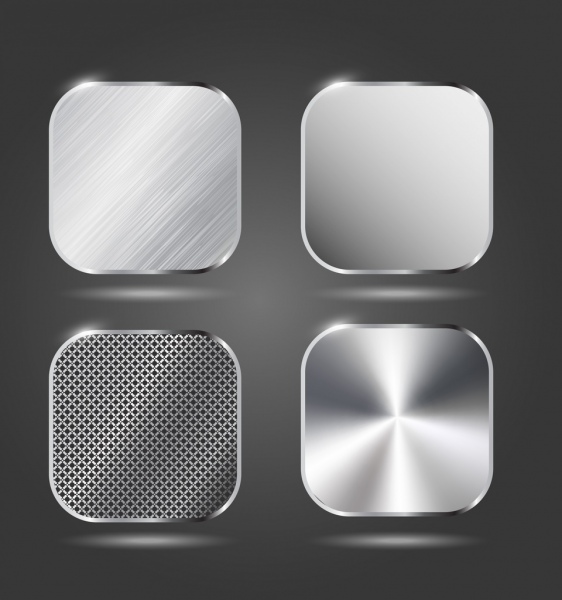 Metall-Oberfläche Icons verschiedene glänzendes Edelstahls Material design