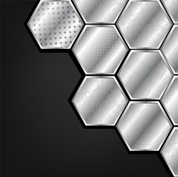 Metalik poligonal arka plan petek simgesini çeşitli dekor desen
