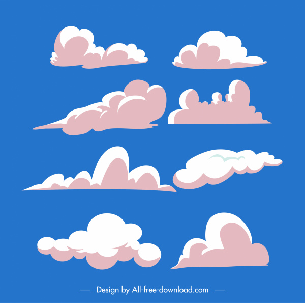 meteoroloji tasarım öğeleri bulutlar kroki klasik düz