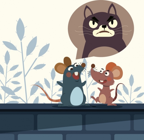 Mäuse Hintergrund Katze Sprache Blase Symbole Zeichentrickfiguren