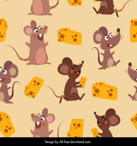 znaki kreskówka mysz ser wystrój wzór ładny