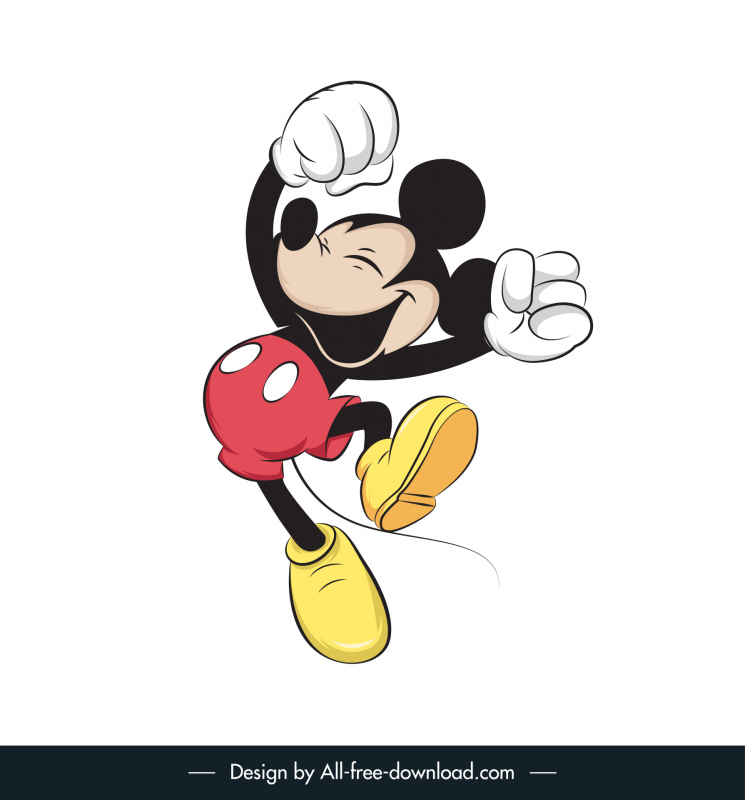 mickey mouse icône excité geste coloré dynamique dessin animé design