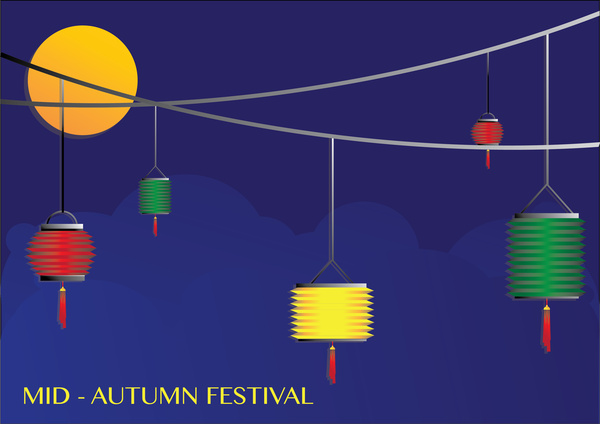 El Festival de mediados de otoño de fondo con linterna