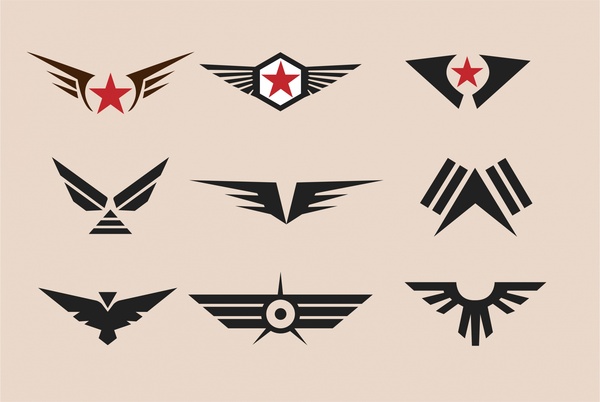 diseño de colección de insignias militares con estilo vintage