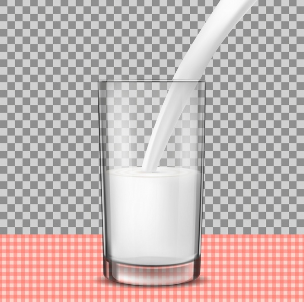 diseño realista de leche anuncio taza líquido iconos