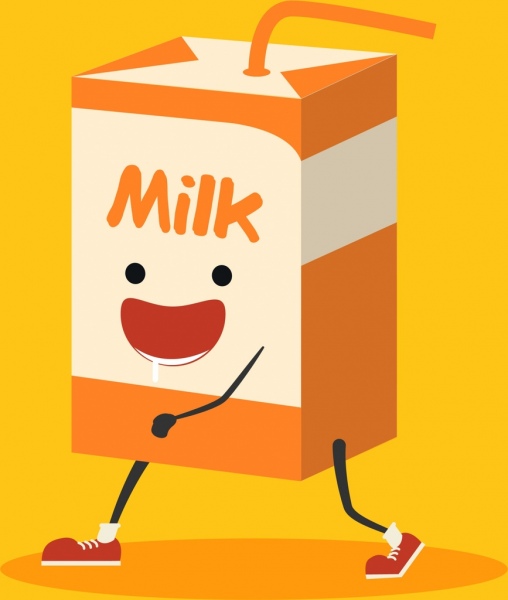 牛奶廣告背景程式化紙盒圖示