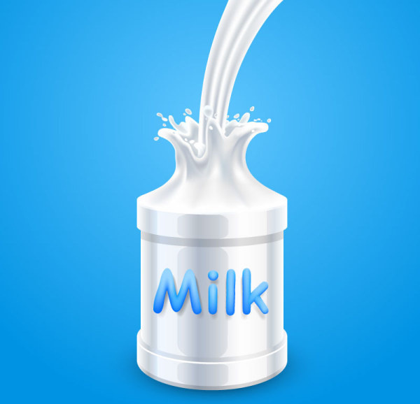 牛乳と牛乳瓶のベクトル