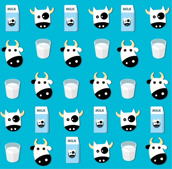 produk susu latar belakang gaya elemen desain berulang