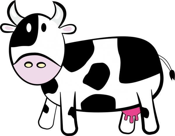 搾乳牛の図面イラスト漫画のスタイルで