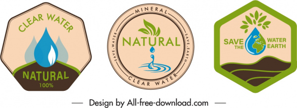 Mineralwasser-Label-Vorlage flache retro geometrische Formen