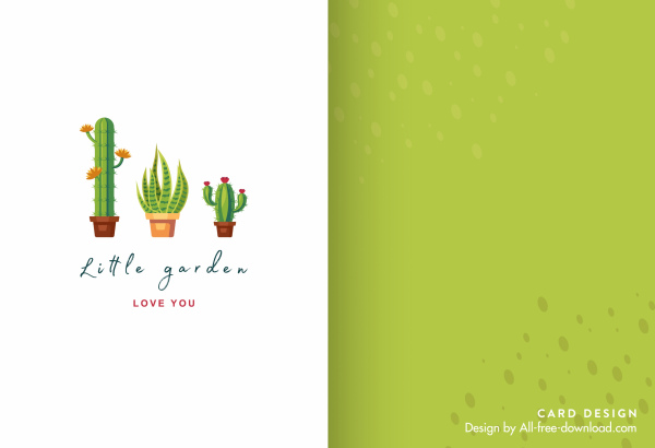 Mini-Karte Vorlage helle Kaktus Töpfe Dekor