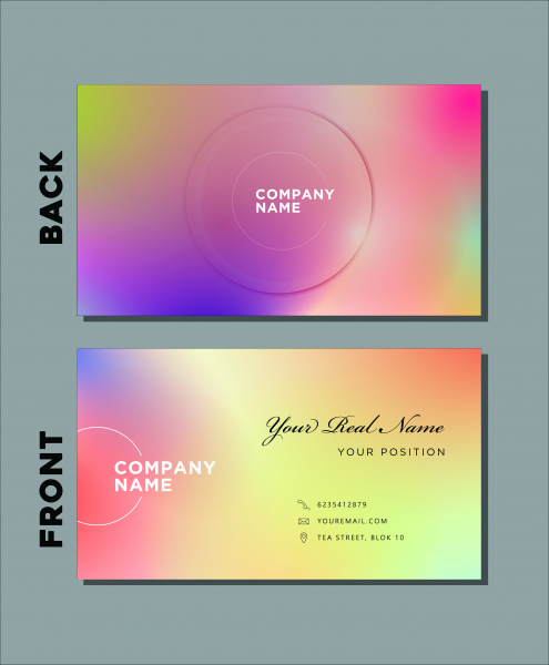 минимальный шаблон визитной карточки с градиентом цветного цвета