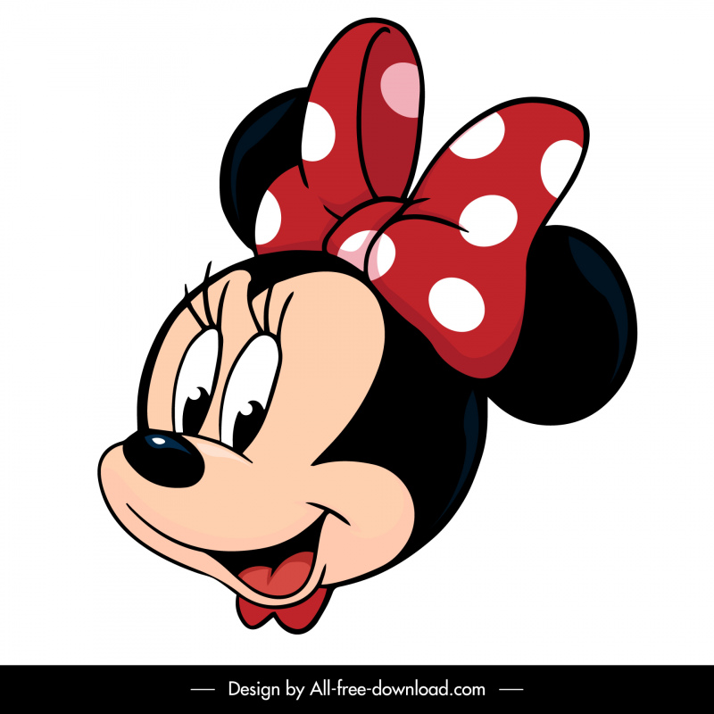 Minnie Face Logotipo Lindo estilizado boceto de personaje de dibujos animados