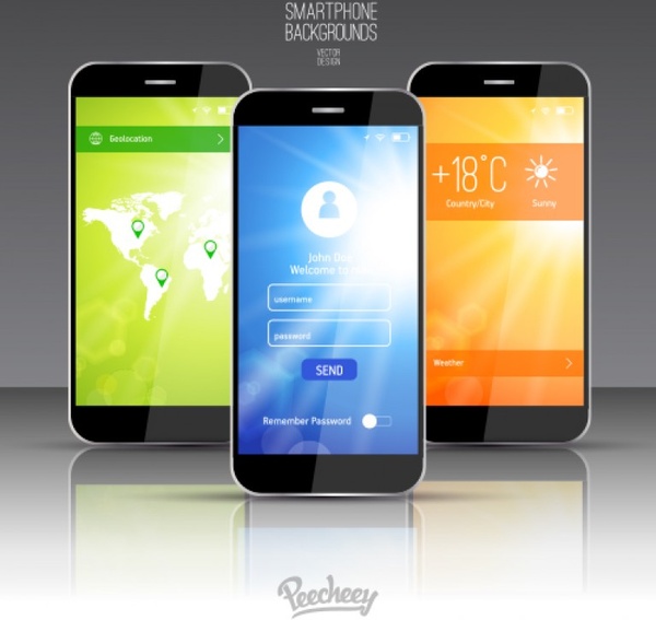 Diseño de maquetas para aplicaciones meteorológicas para teléfonos inteligentes Diseño de maquetas para aplicaciones meteorológicas para teléfonos inteligentes