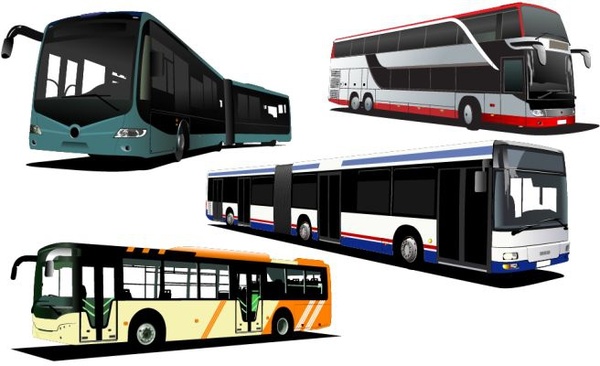 iconos de autobús moderno coloreado diseño 3d
