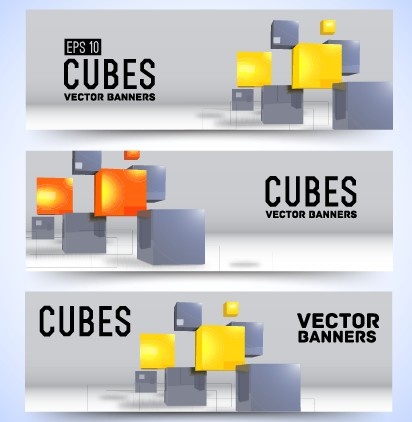 современные кубов баннер дизайн вектор