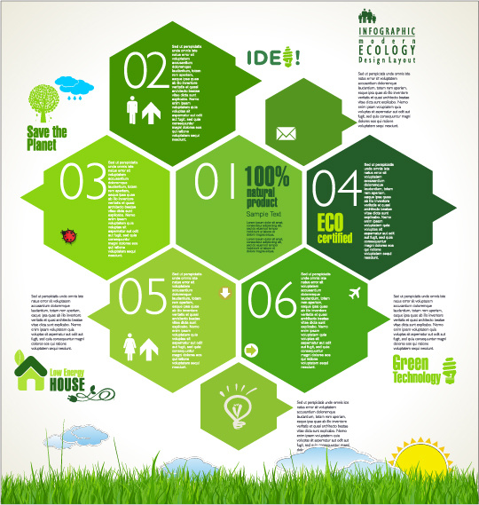 vetor de modelo verde ecologia moderna infográficos