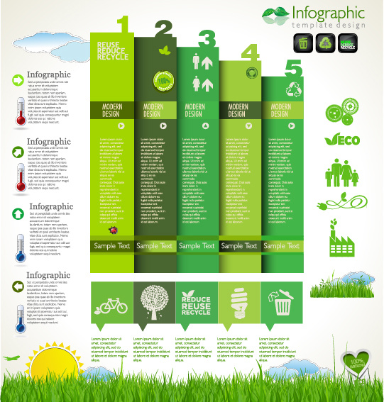vetor de modelo verde ecologia moderna infográficos