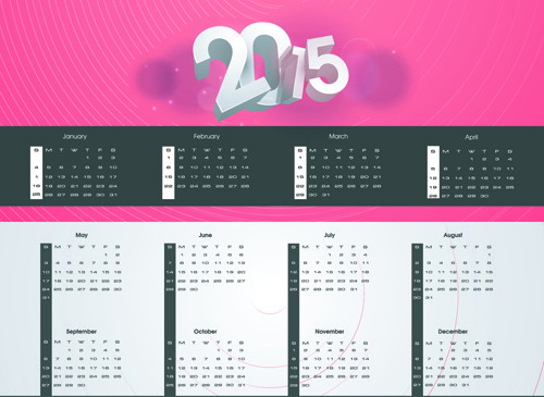 modern15 kalender dan tahun baru latar belakang vektor