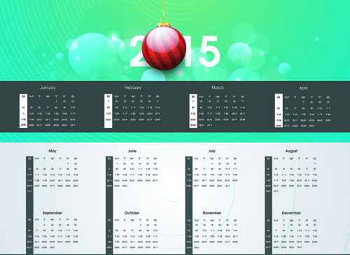 modern15 カレンダーと新年の背景のベクトル