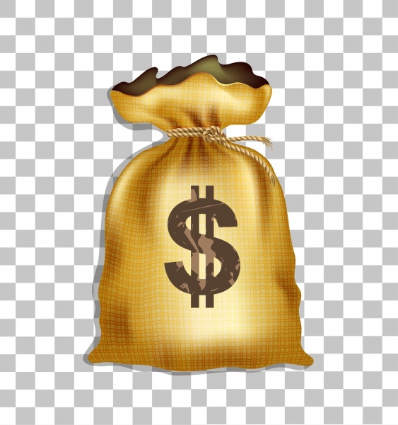 أيقونة حقيبة المال لامعة ذهبية التصميم الكلاسيكي نوع