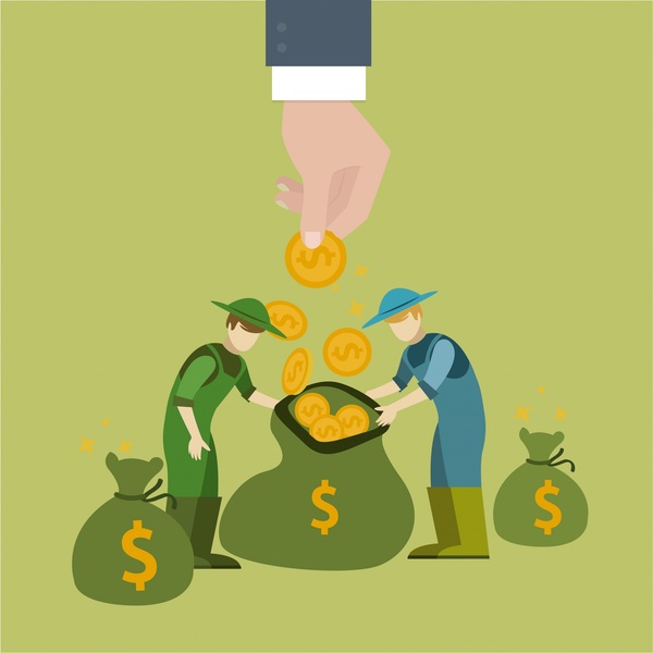 uang penghasilan konsep ilustrasi dengan pekerja dan koin