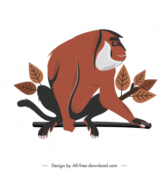 猴子图标彩色复古设计
