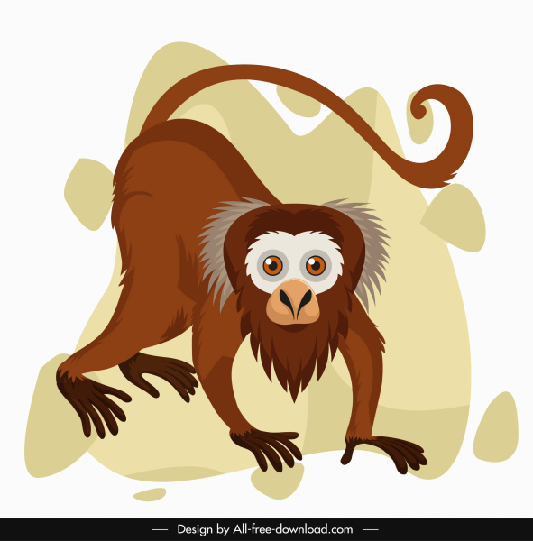 croquis de caractère drôle de dessin animé d'icône de singe