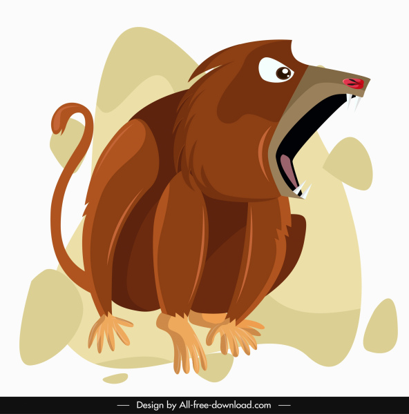 Affe Malerei aggressive Emotionen Cartoon Charakterskizze