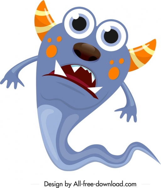 Monster Ghost Icon Karakter kartun berwarna