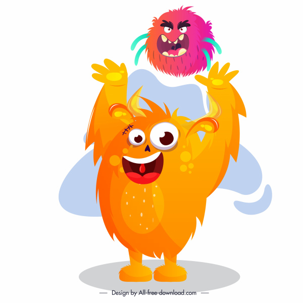 personagem de desenho animado do monstro ícone engraçado esboço alegre