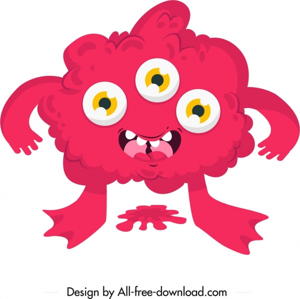 ícone de monstro vermelho multi olhos esboço personagem de desenho animado