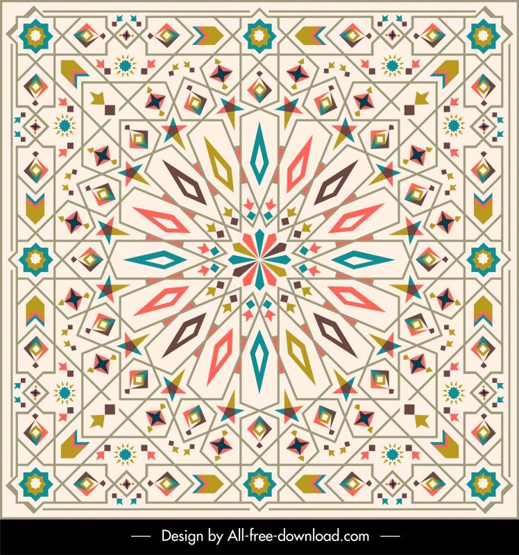 template pola maroko desain simetri ilusi klasik datar