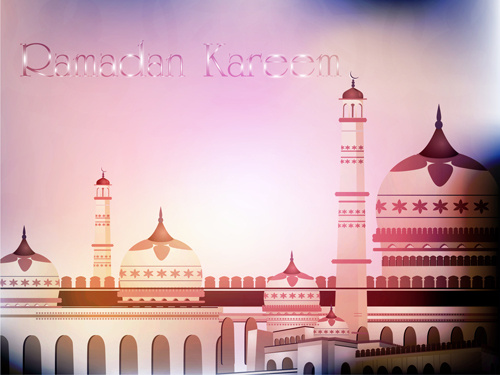 moschea di paesaggi design vettore fissato