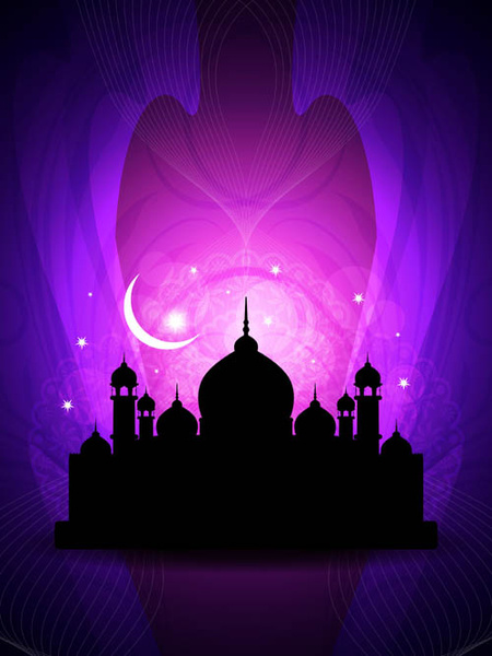 moschea con notte vettore sfondi
