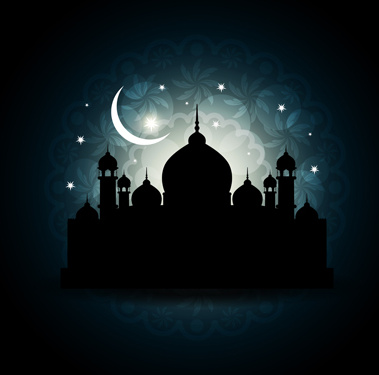 Moschee mit Nacht-Vektor-Hintergründe